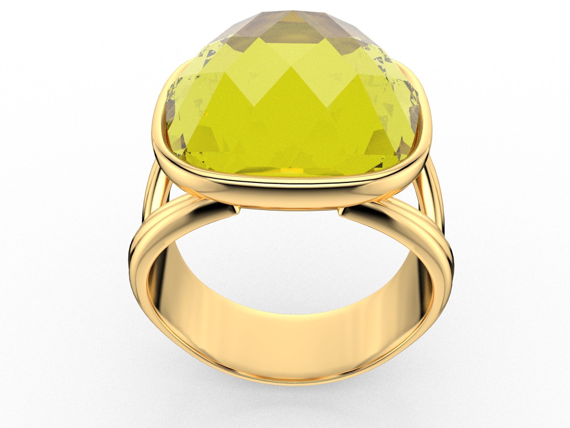 RoseCut Cabochon Collet Split Shank Ring 3D print model_7