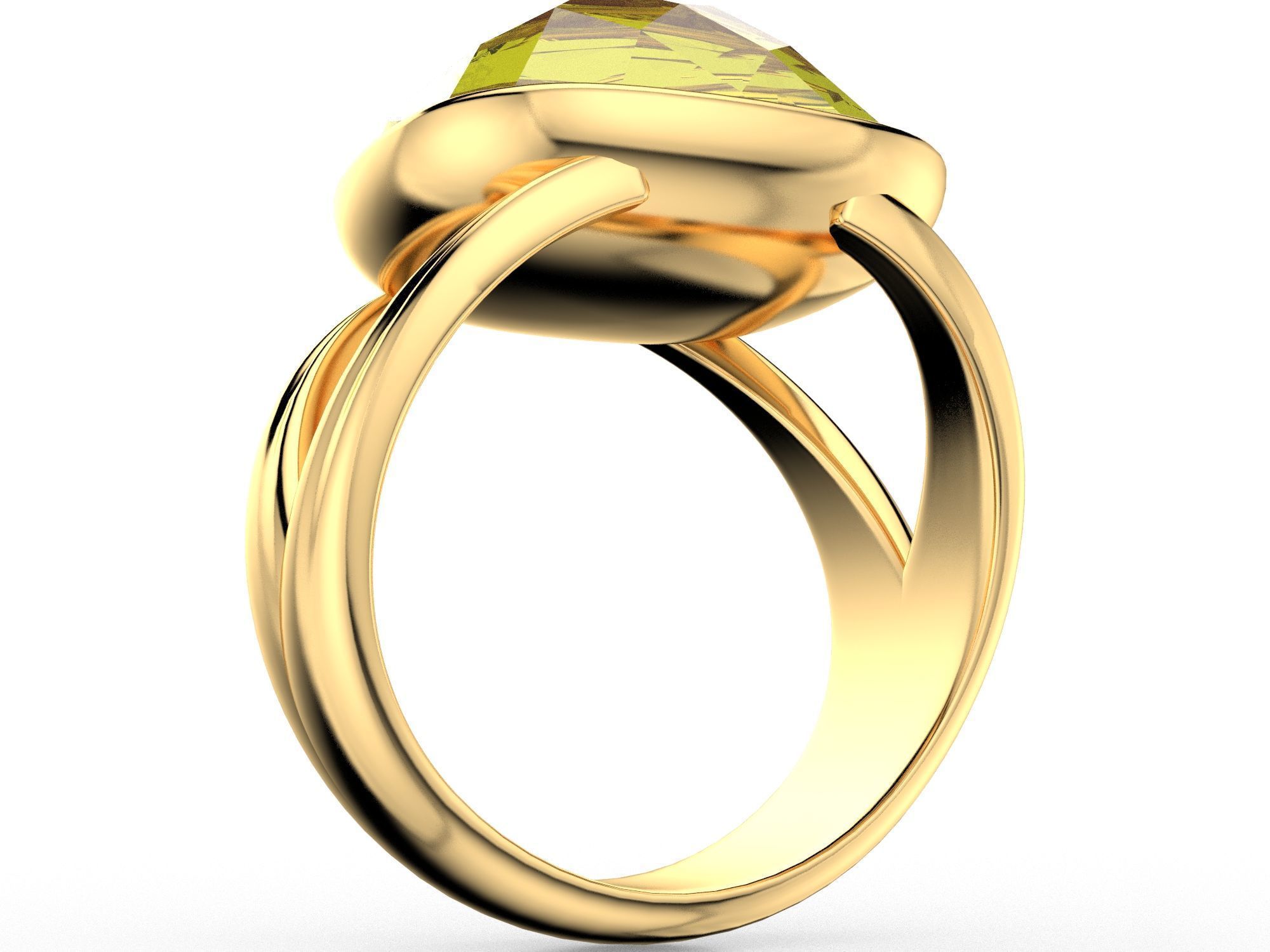 RoseCut Cabochon Collet Split Shank Ring 3D print model_5