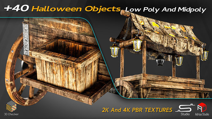 Halloween 40 Objects Bundle Low-poly 3D model