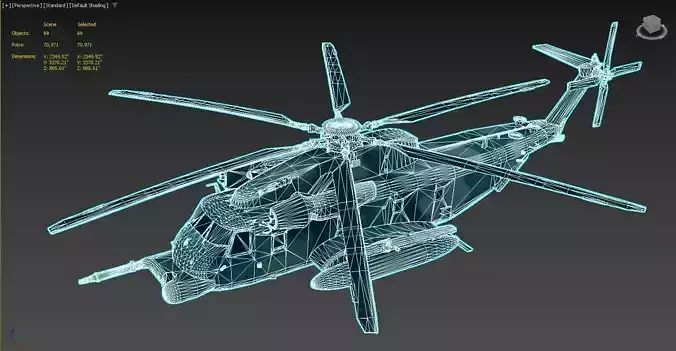 3D model of a military helicopter
