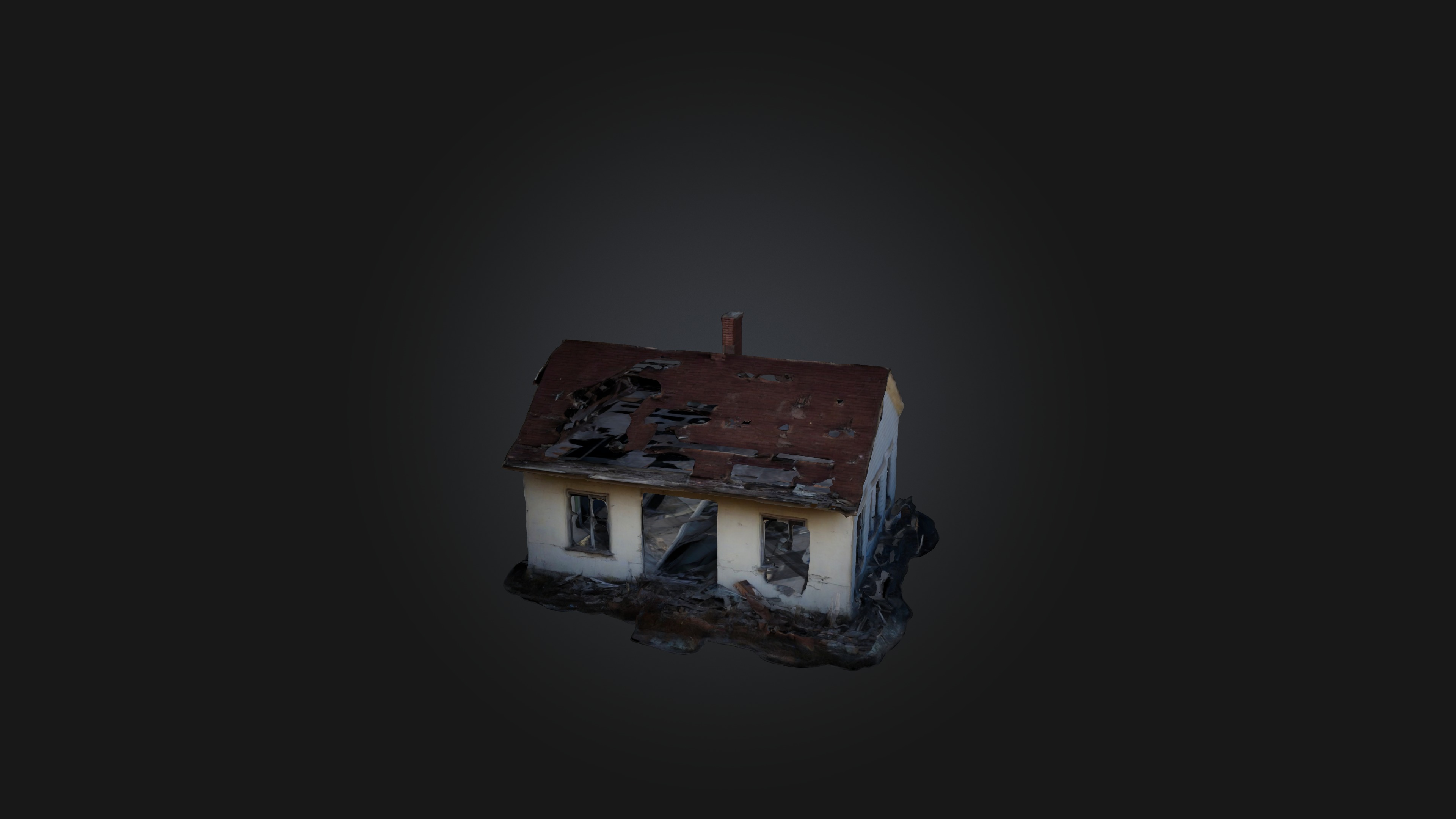 Abandoned House Low-poly 3D model_2