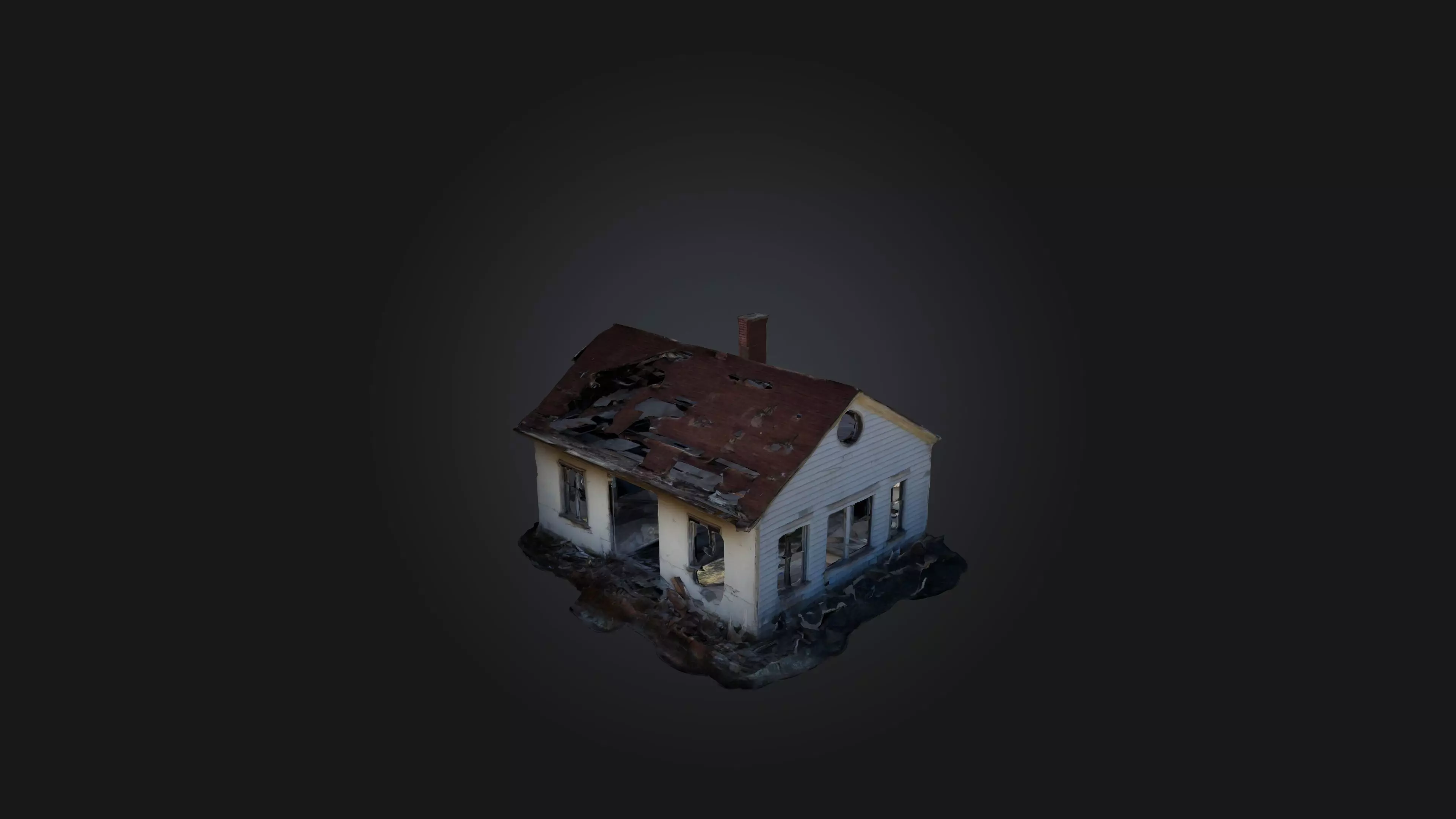 Abandoned House Low-poly 3D model_0