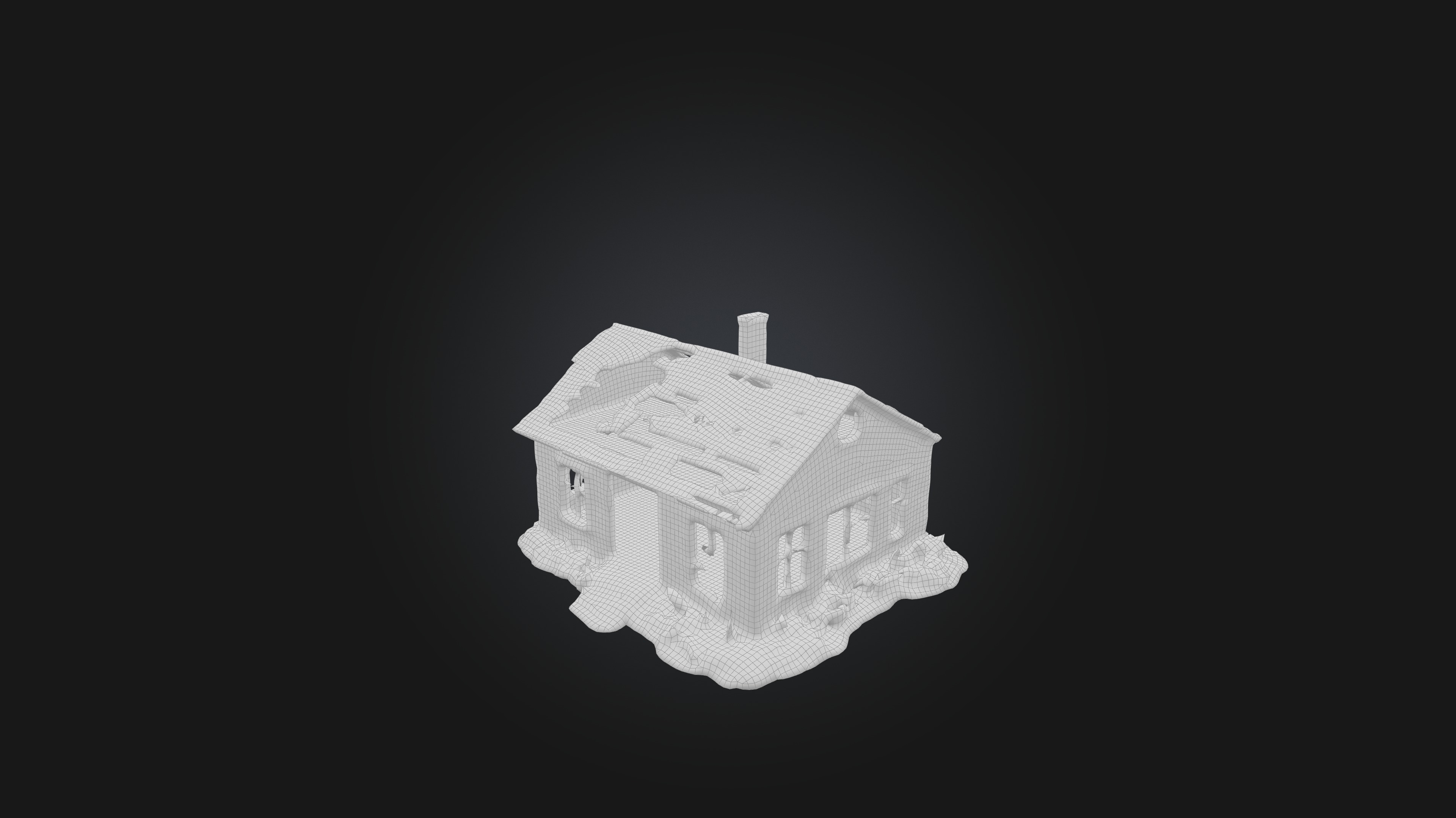 Abandoned House Low-poly 3D model_1
