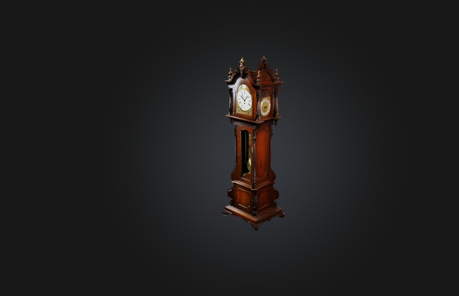 Antique Grandfather Clock Low-poly 3D model_3
