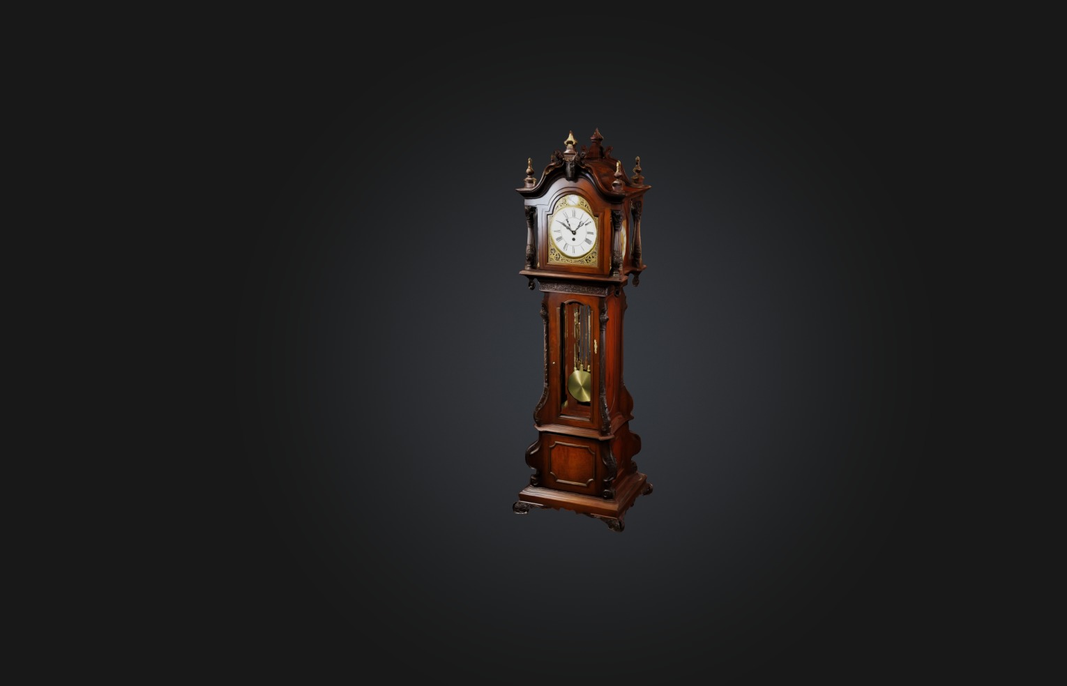 Antique Grandfather Clock Low-poly 3D model_4