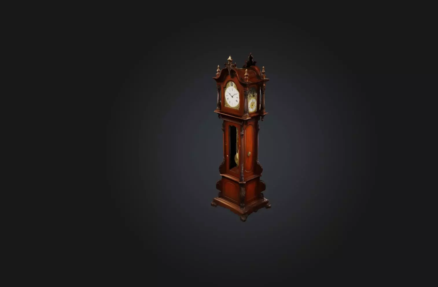 Antique Grandfather Clock Low-poly 3D model_0