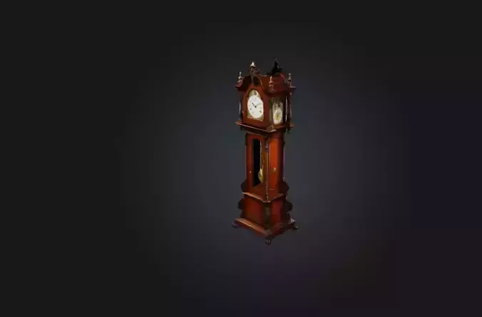 Antique Grandfather Clock Low-poly 3D model