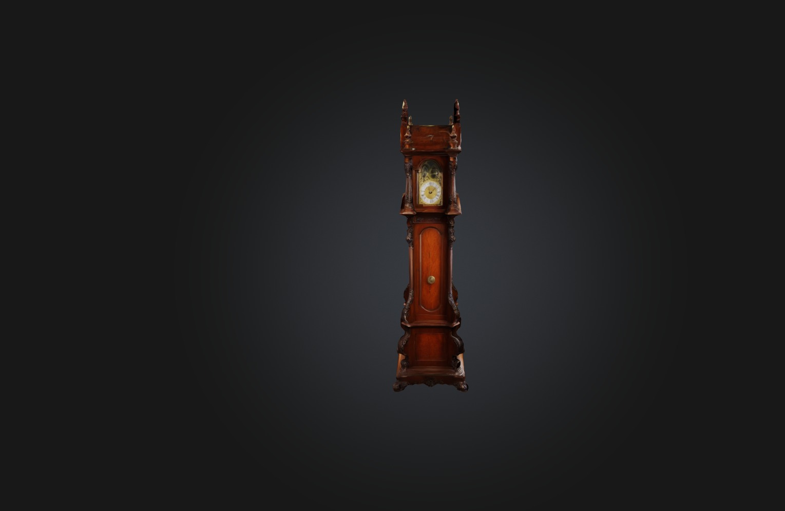Antique Grandfather Clock Low-poly 3D model_6