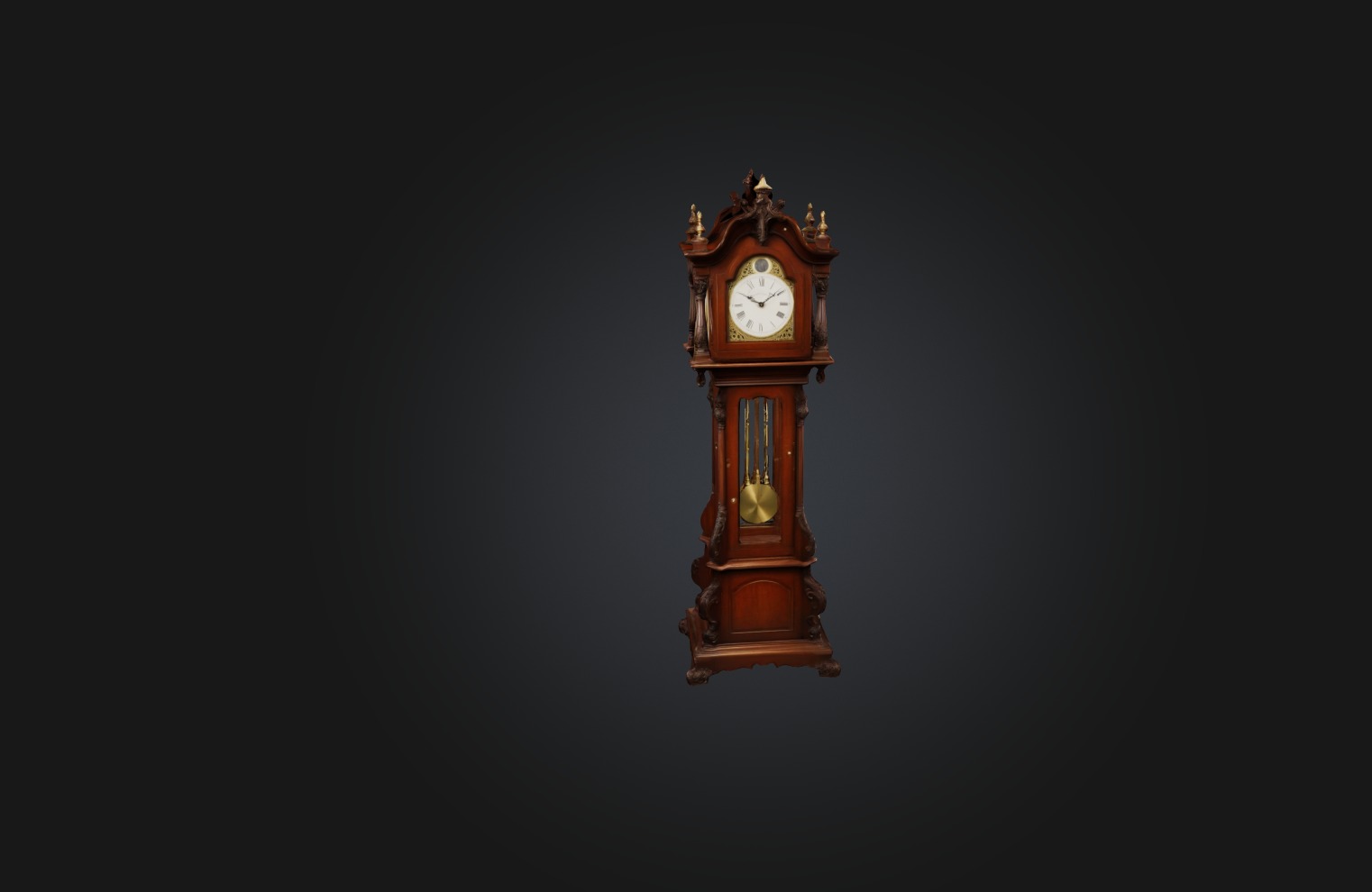 Antique Grandfather Clock Low-poly 3D model_2