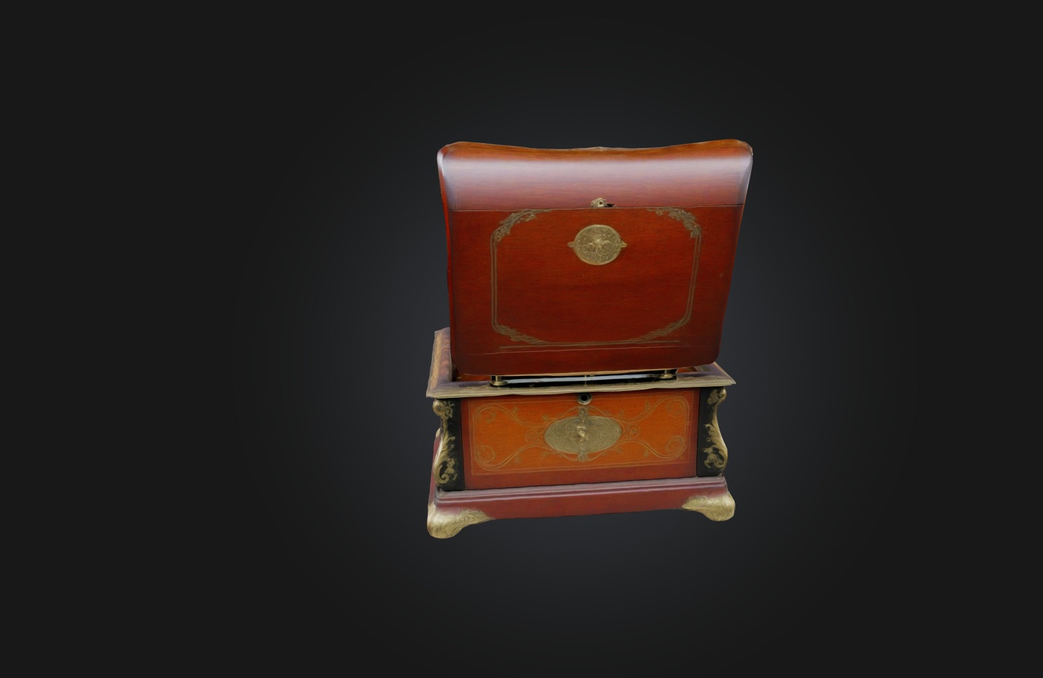Antique Music Box Low-poly 3D model_6
