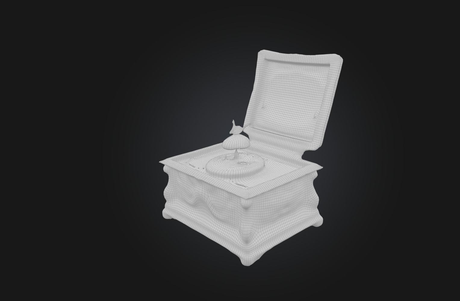 Antique Music Box Low-poly 3D model_1