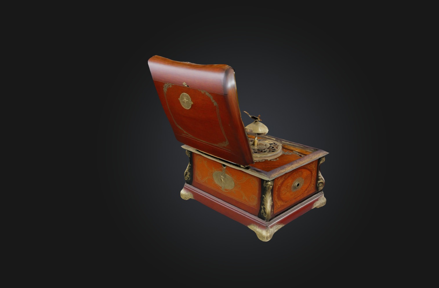 Antique Music Box Low-poly 3D model_5