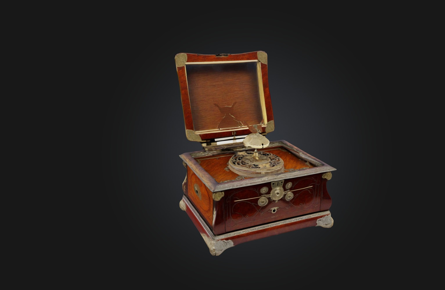 Antique Music Box Low-poly 3D model_3