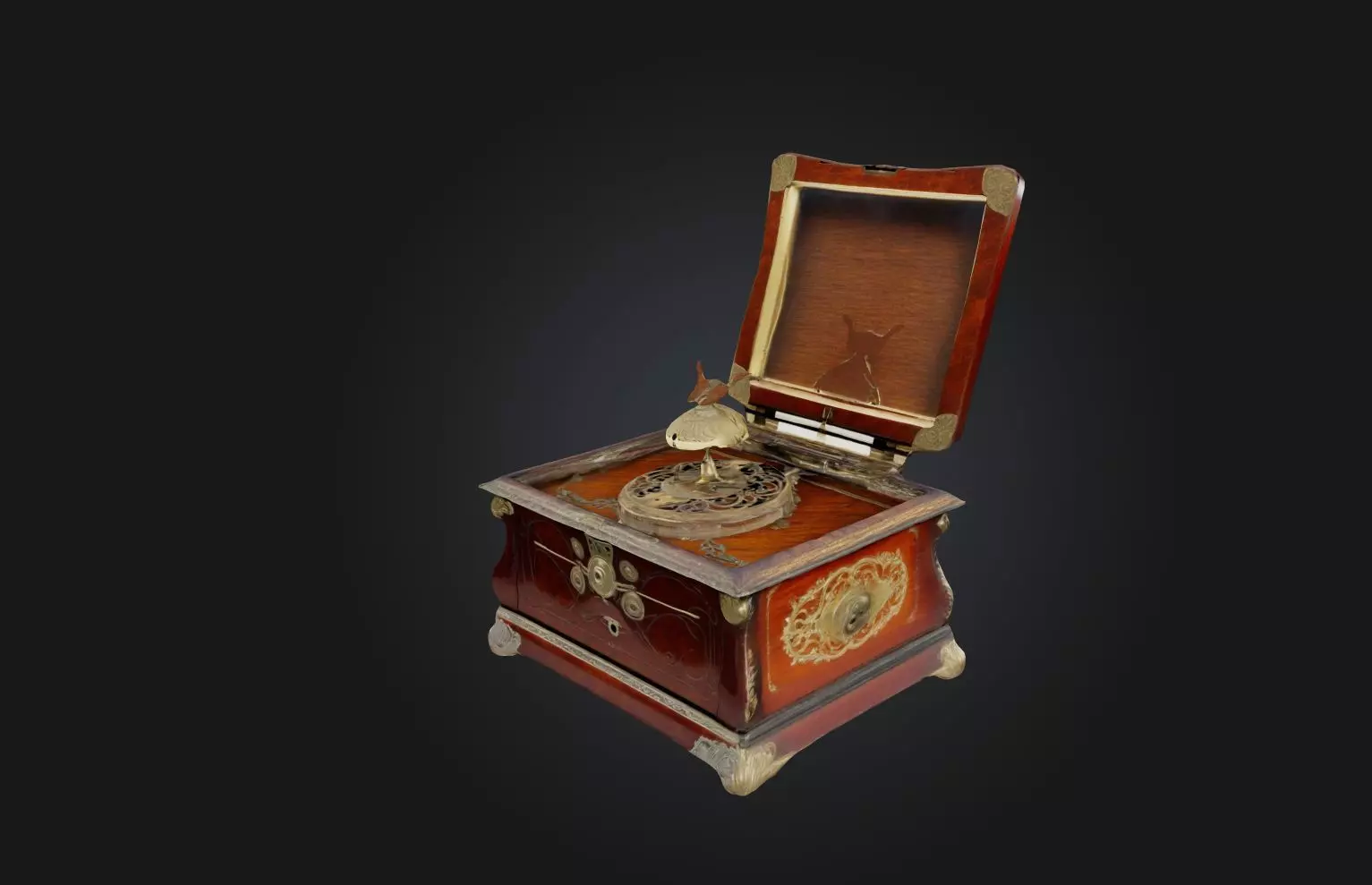 Antique Music Box Low-poly 3D model_0