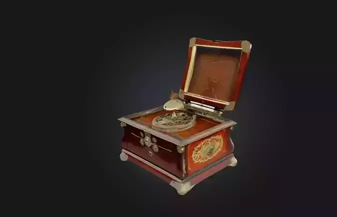 Antique Music Box Low-poly 3D model