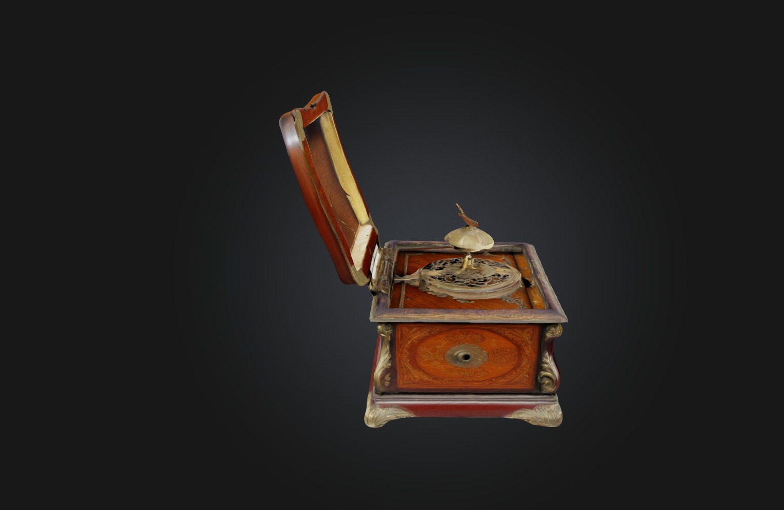 Antique Music Box Low-poly 3D model_4