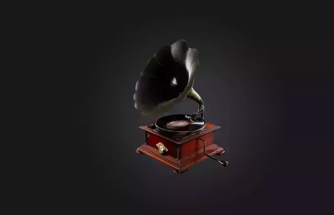 Antique Phonograph Low-poly 3D model