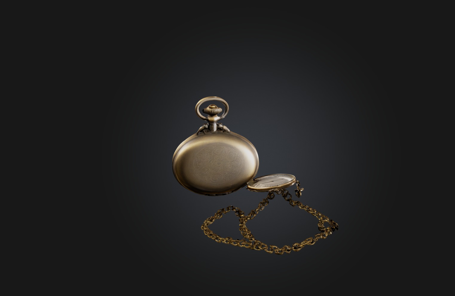 Antique Pocket Watch Low-poly 3D model_6
