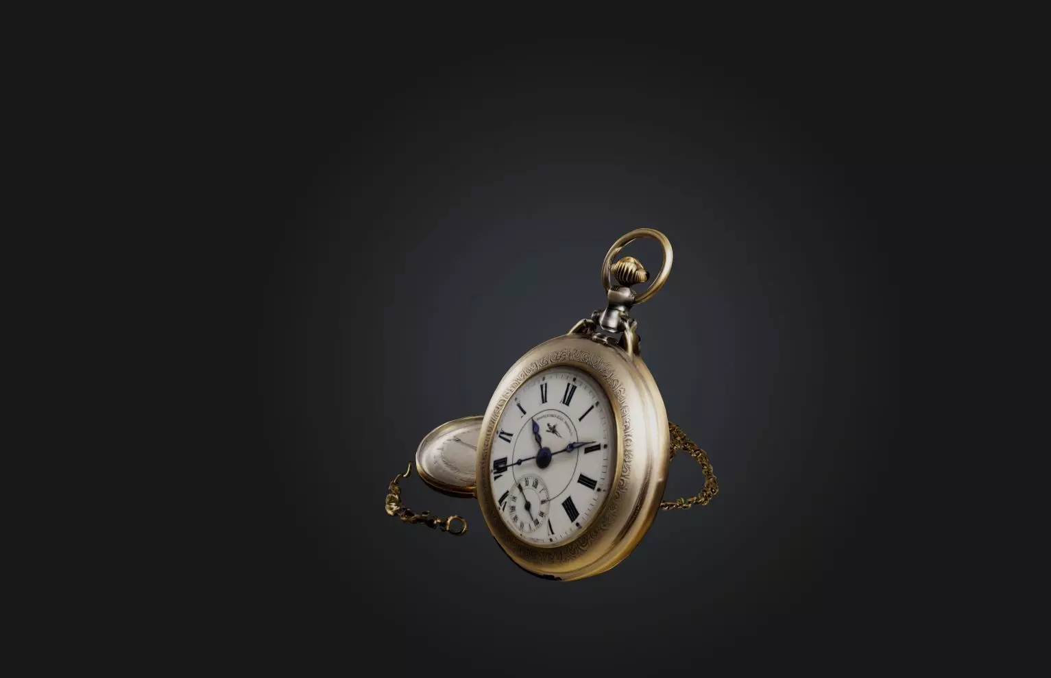 Antique Pocket Watch Low-poly 3D model_0