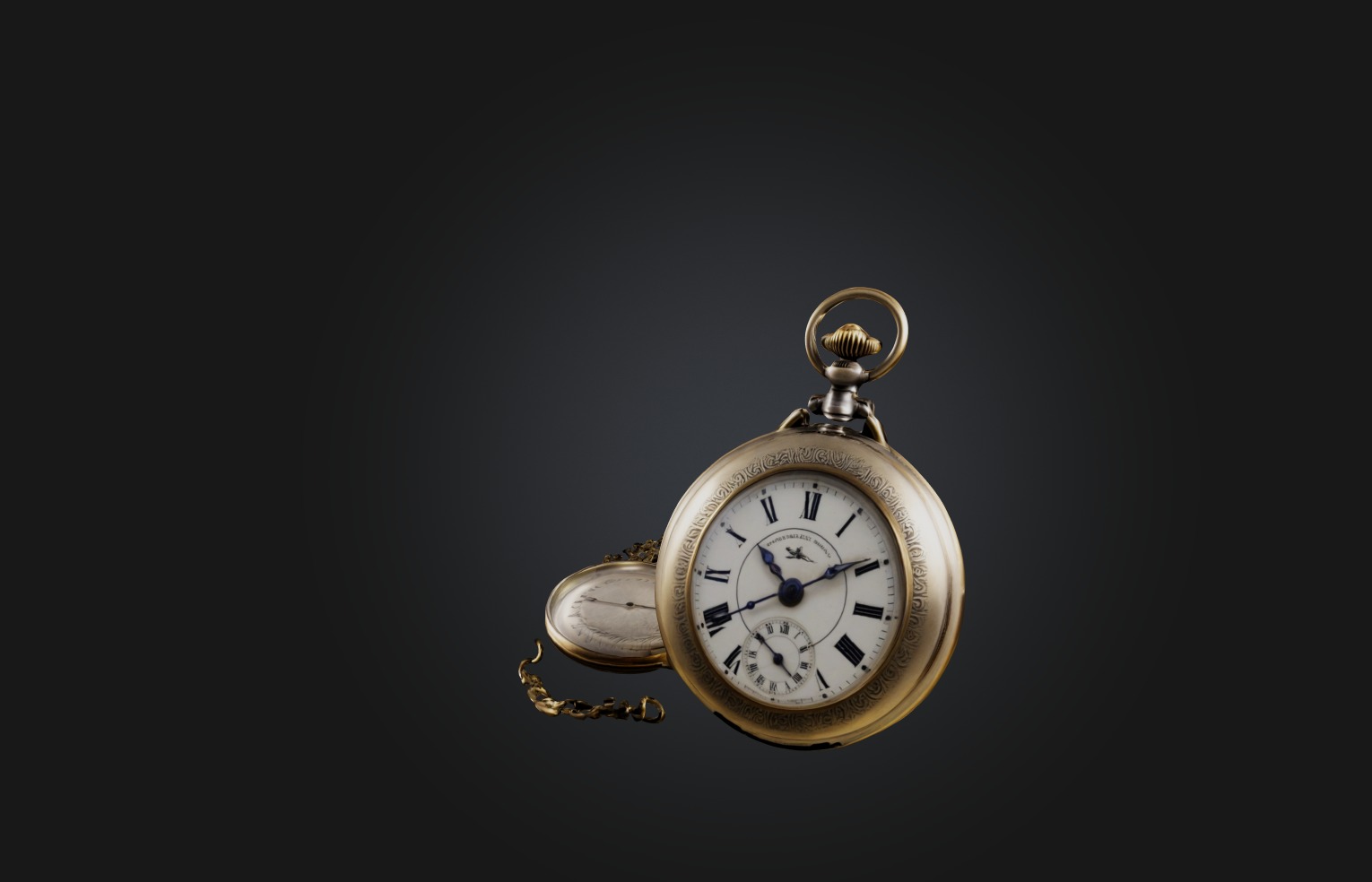 Antique Pocket Watch Low-poly 3D model_2