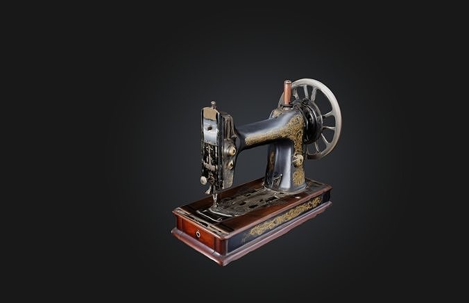 Antique Sewing Machine Low-poly 3D model