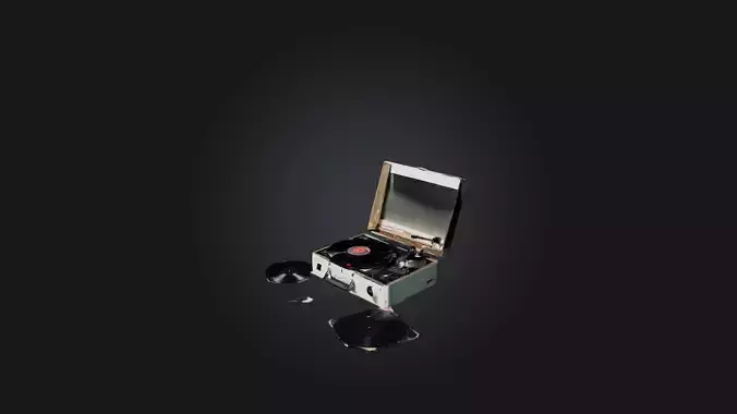 Broken Record Player Low-poly 3D model