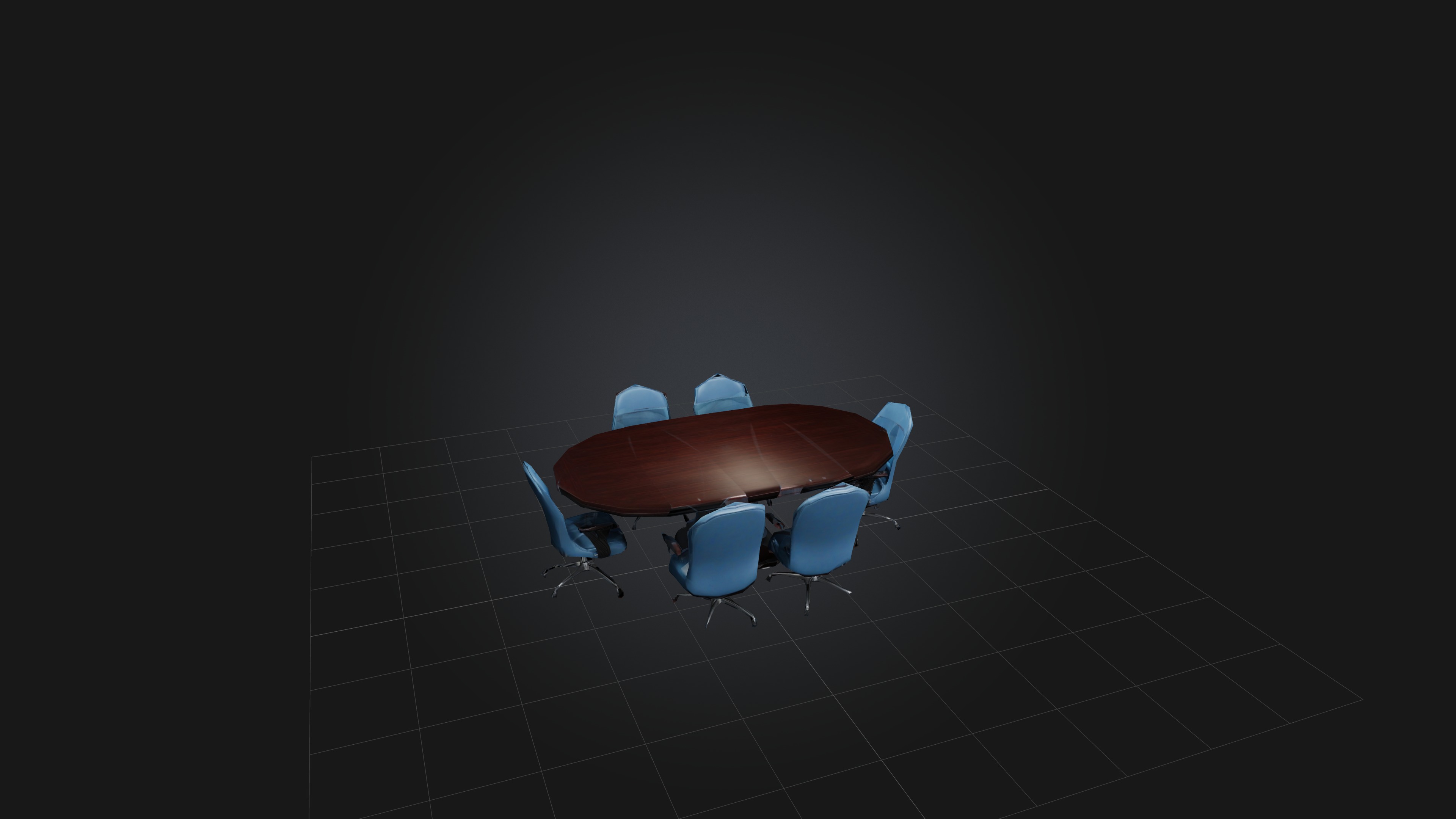 Conference Table Low-poly 3D model_3