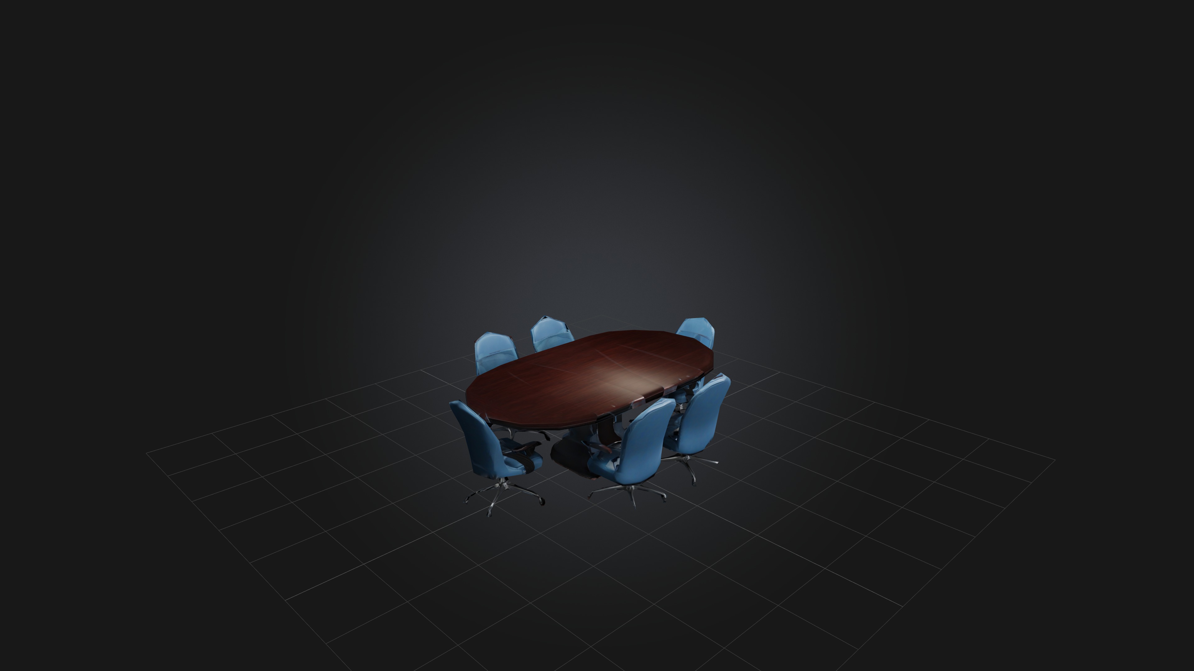 Conference Table Low-poly 3D model_6