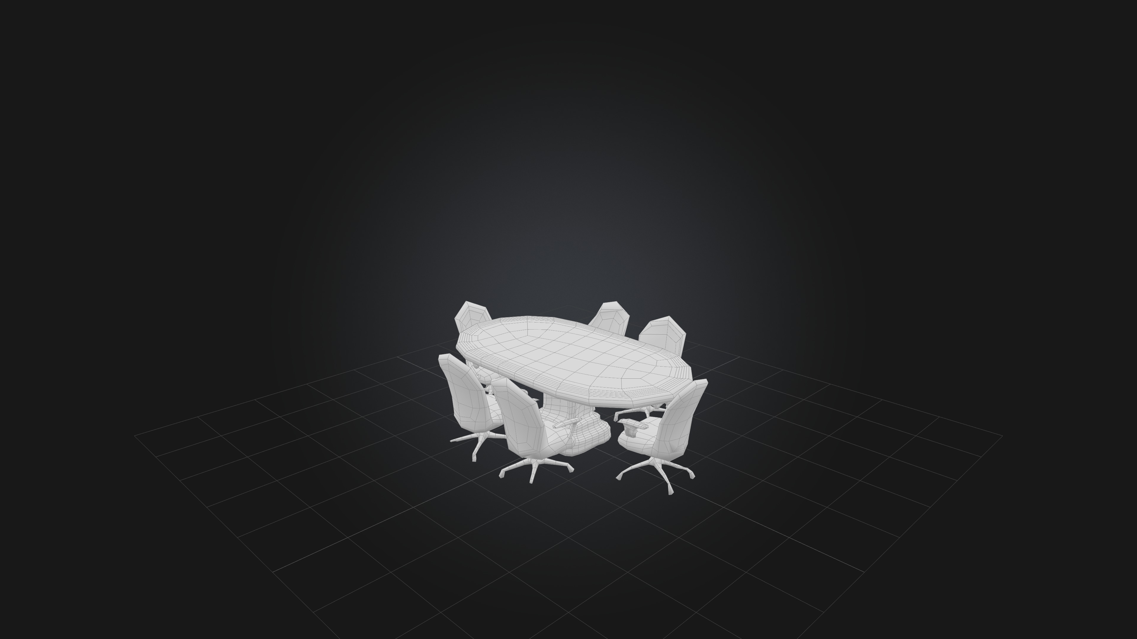 Conference Table Low-poly 3D model_1