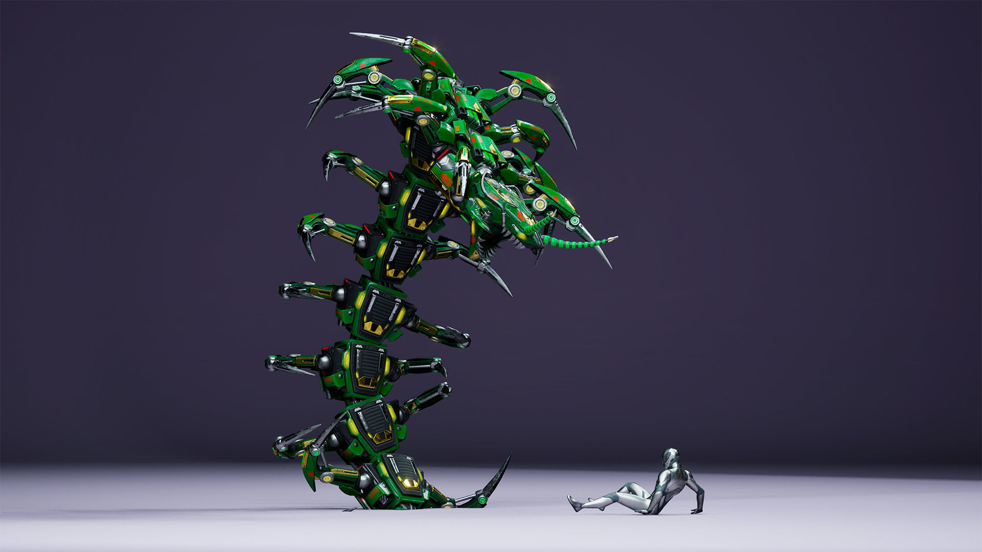 Sci-Fi Insect Scolopendra Low-poly 3D model_5