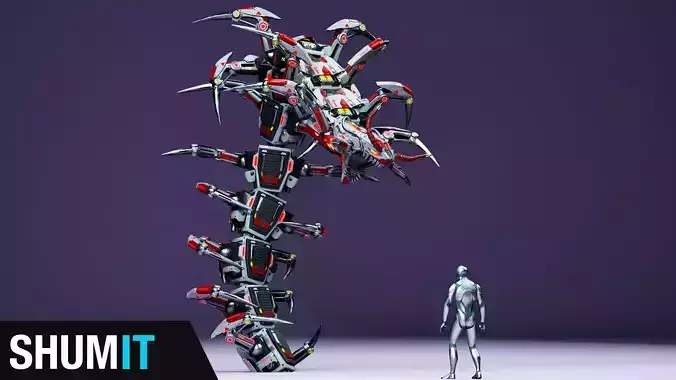 Sci-Fi Insect Scolopendra Low-poly 3D model