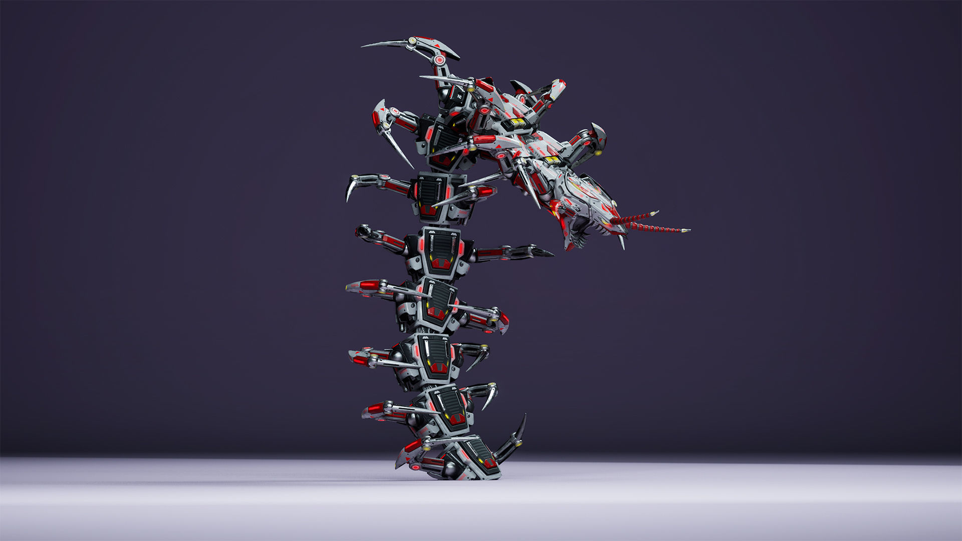 Sci-Fi Insect Scolopendra Low-poly 3D model_2