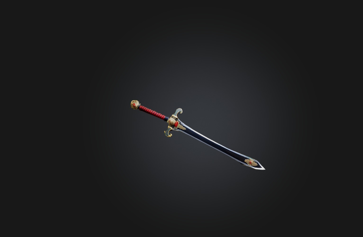 Custom Ceremonial Sword Low-poly 3D model_3