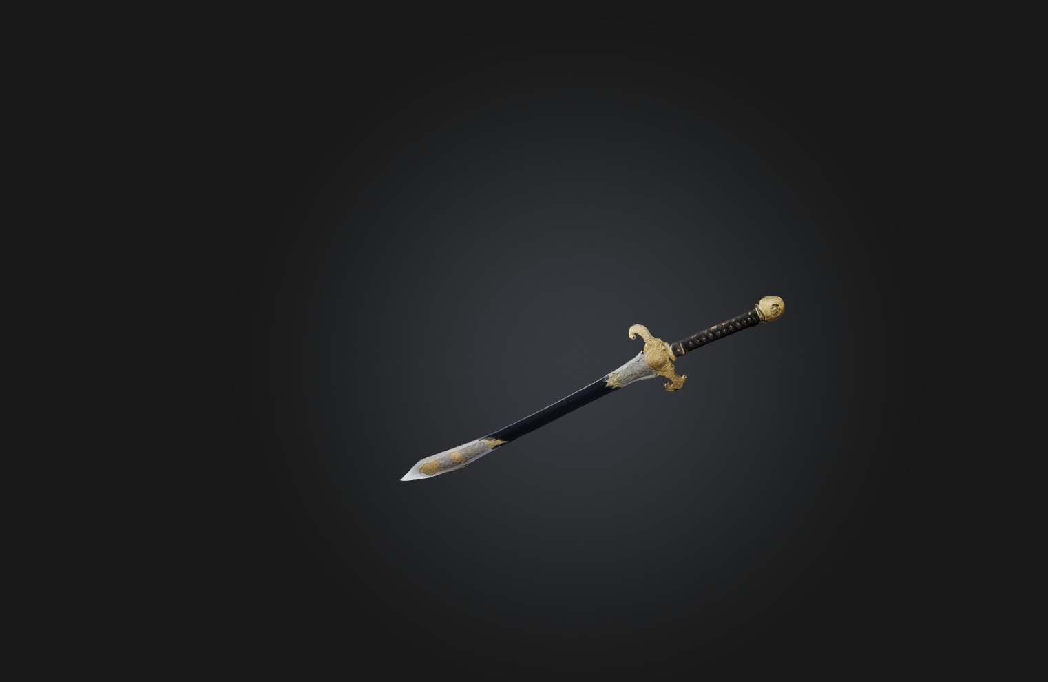 Custom Ceremonial Sword Low-poly 3D model_6