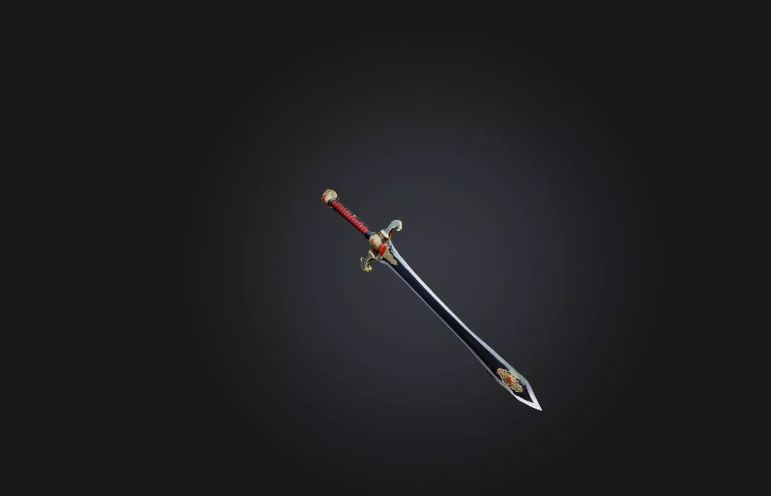 Custom Ceremonial Sword Low-poly 3D model_0