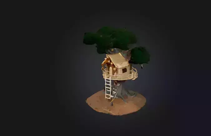 Custom-Built Treehouse Low-poly 3D model
