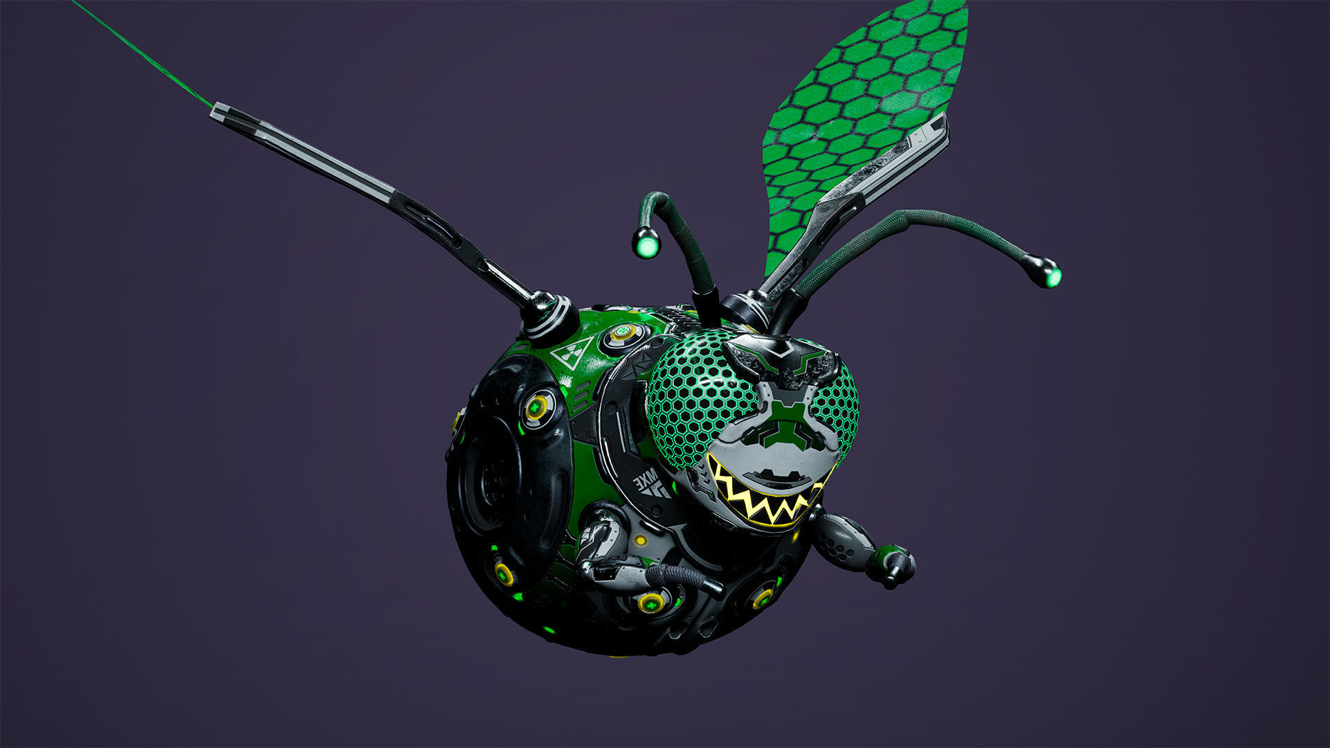 Sci-Fi Droid BoomFly Low-poly 3D model_8