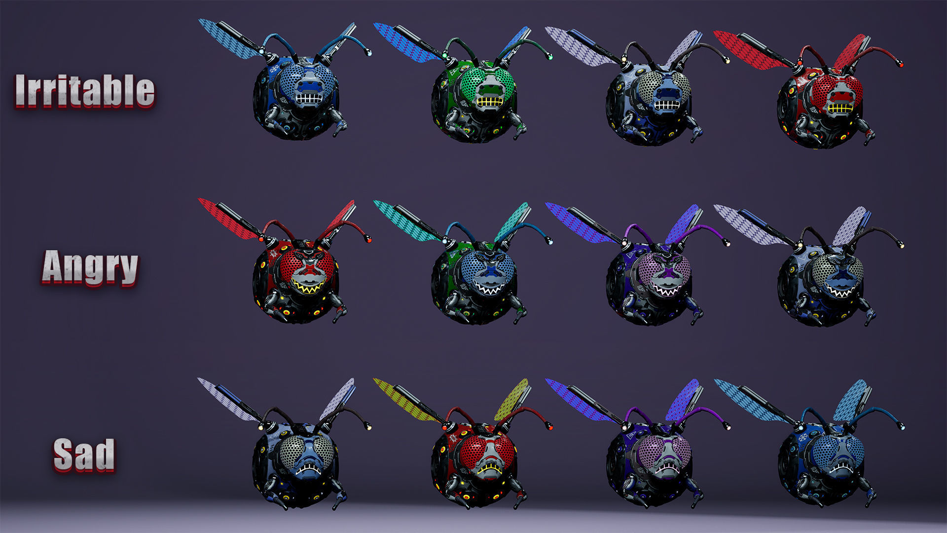 Sci-Fi Droid BoomFly Low-poly 3D model_5