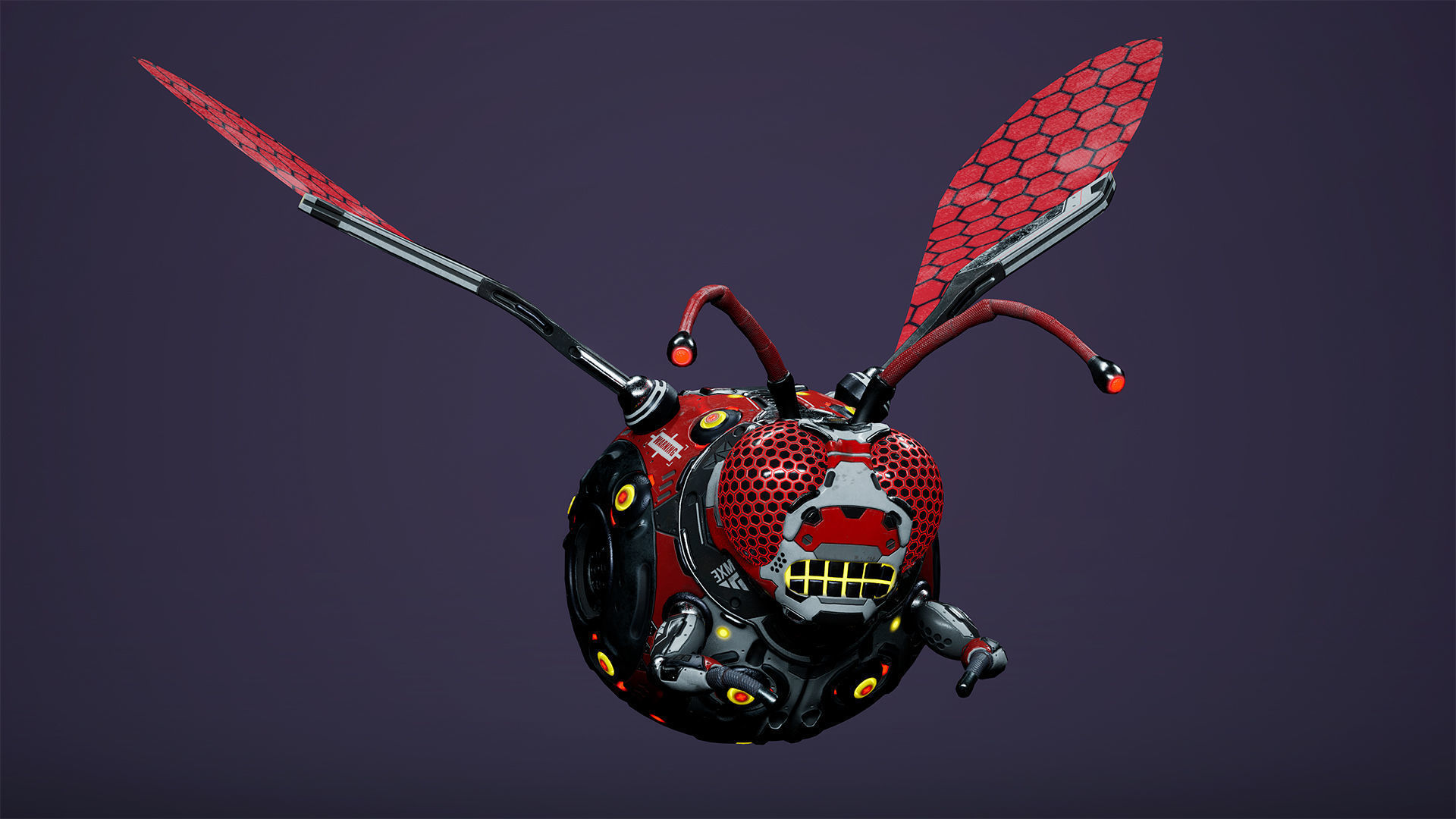 Sci-Fi Droid BoomFly Low-poly 3D model_11