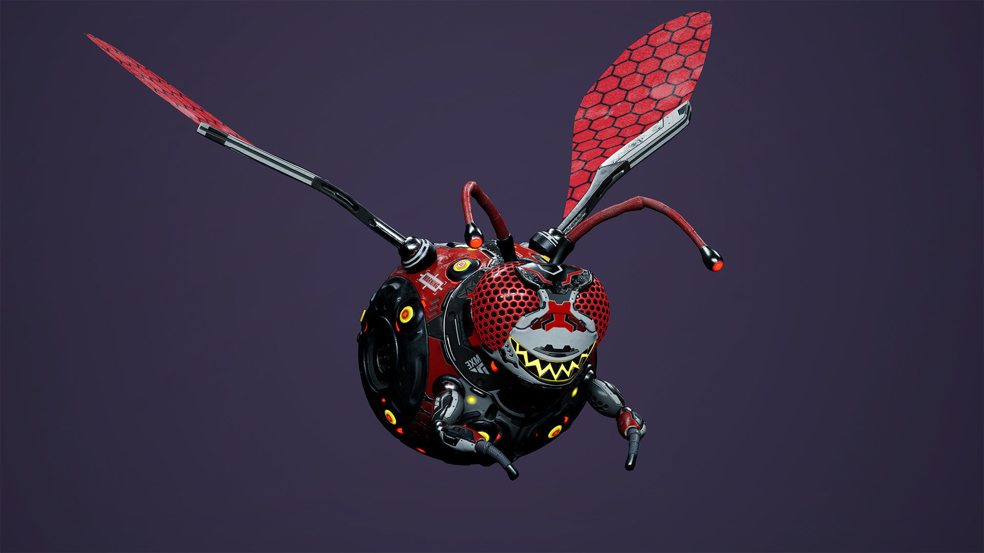 Sci-Fi Droid BoomFly Low-poly 3D model_17