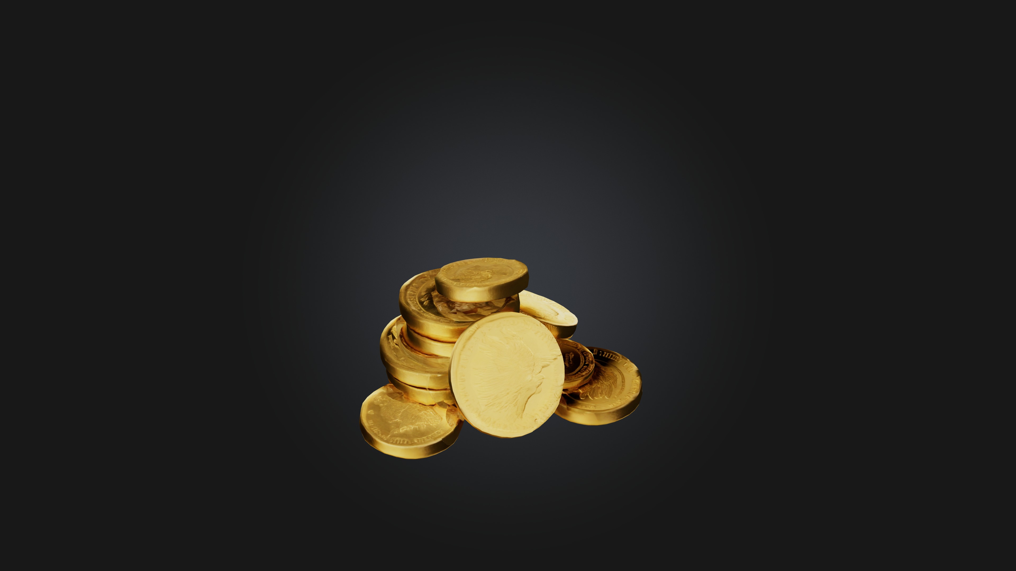 Gold Coins Low-poly 3D model_6