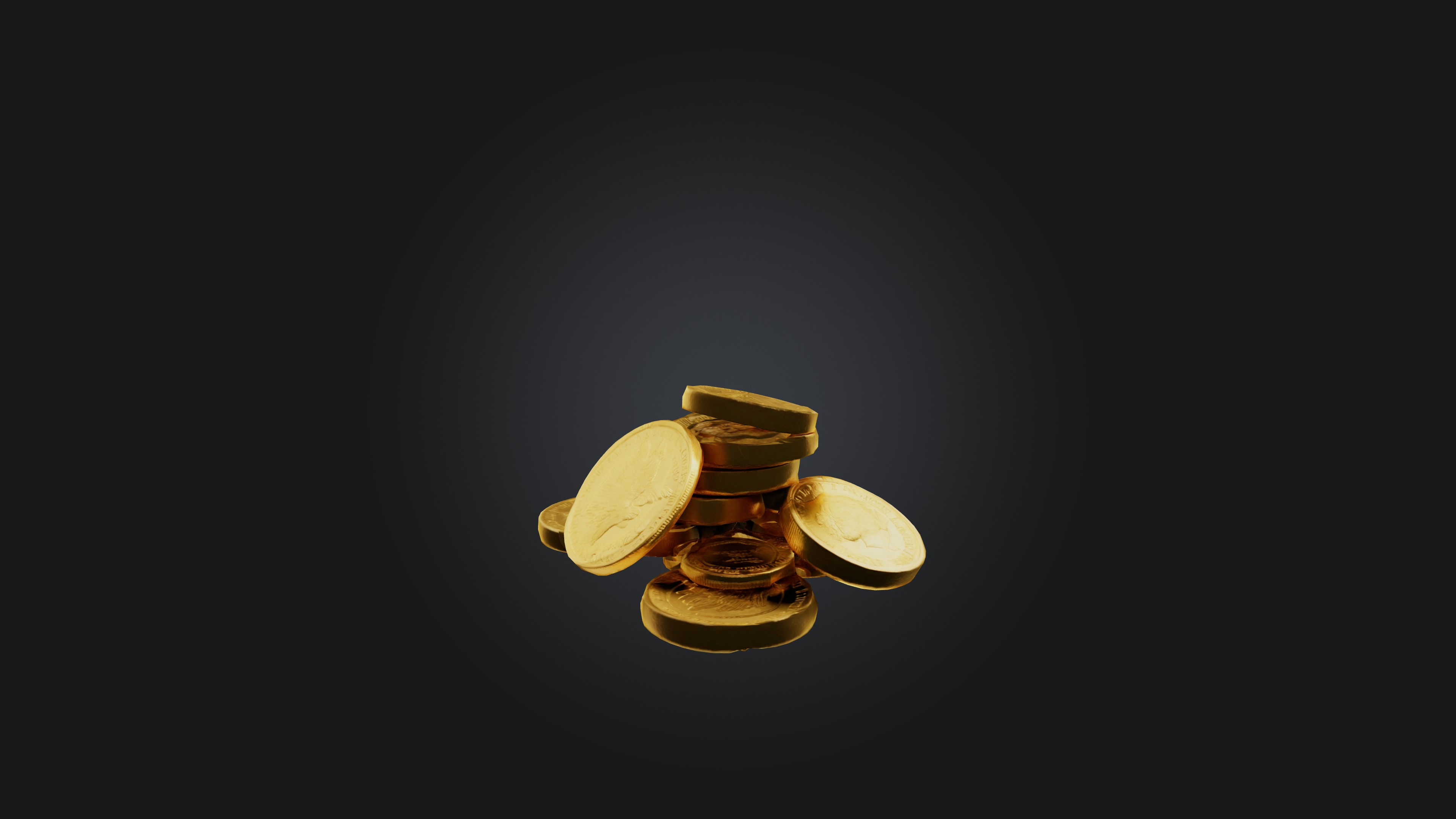 Gold Coins Low-poly 3D model_3