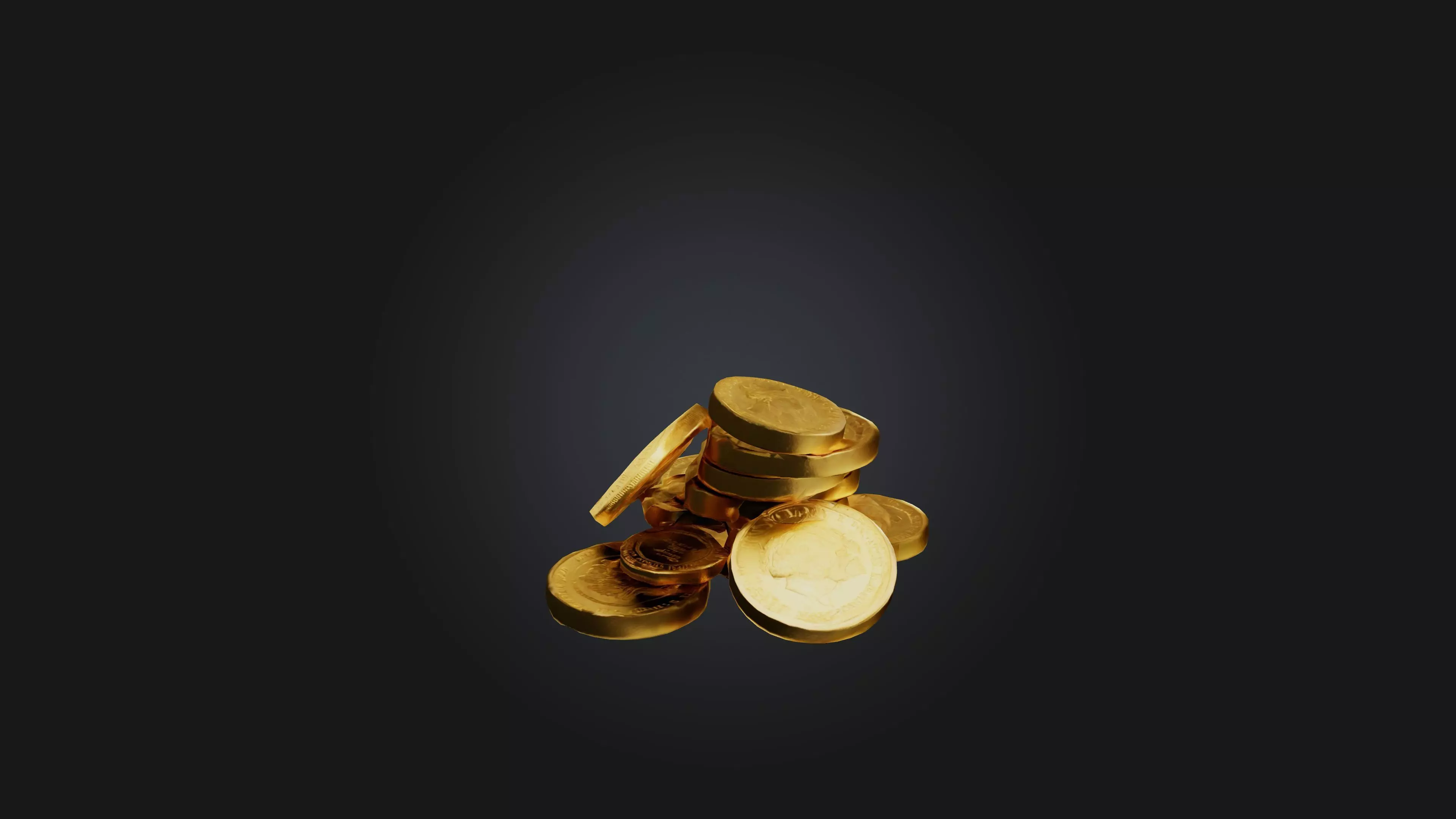Gold Coins Low-poly 3D model_0