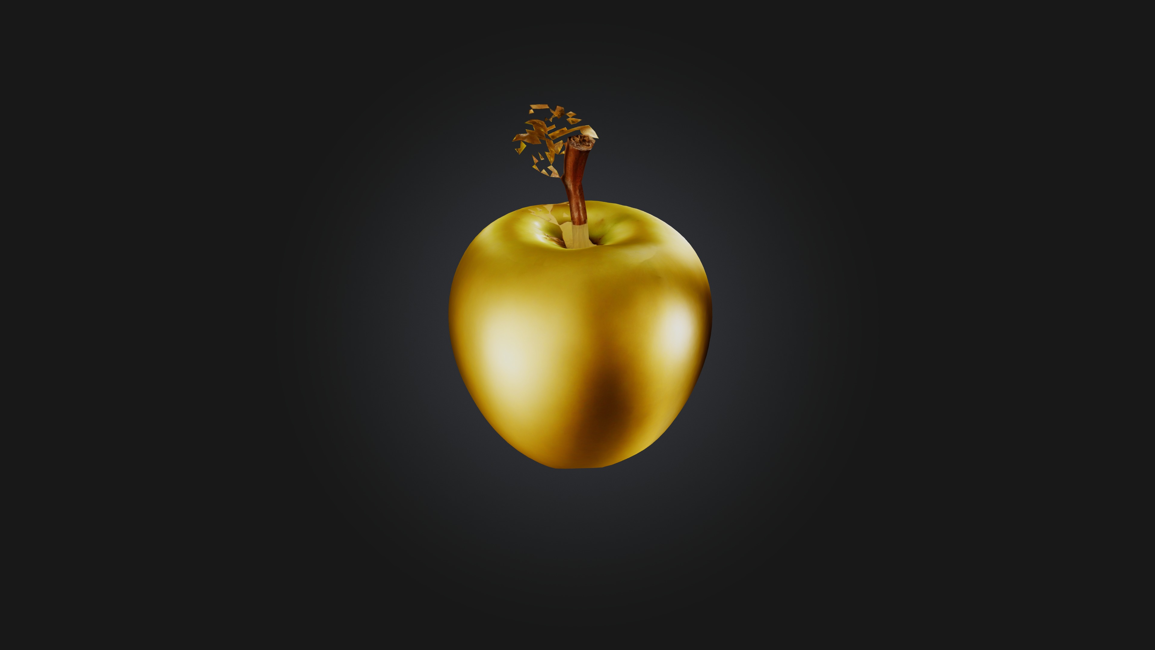 Golden Apple Low-poly 3D model_7
