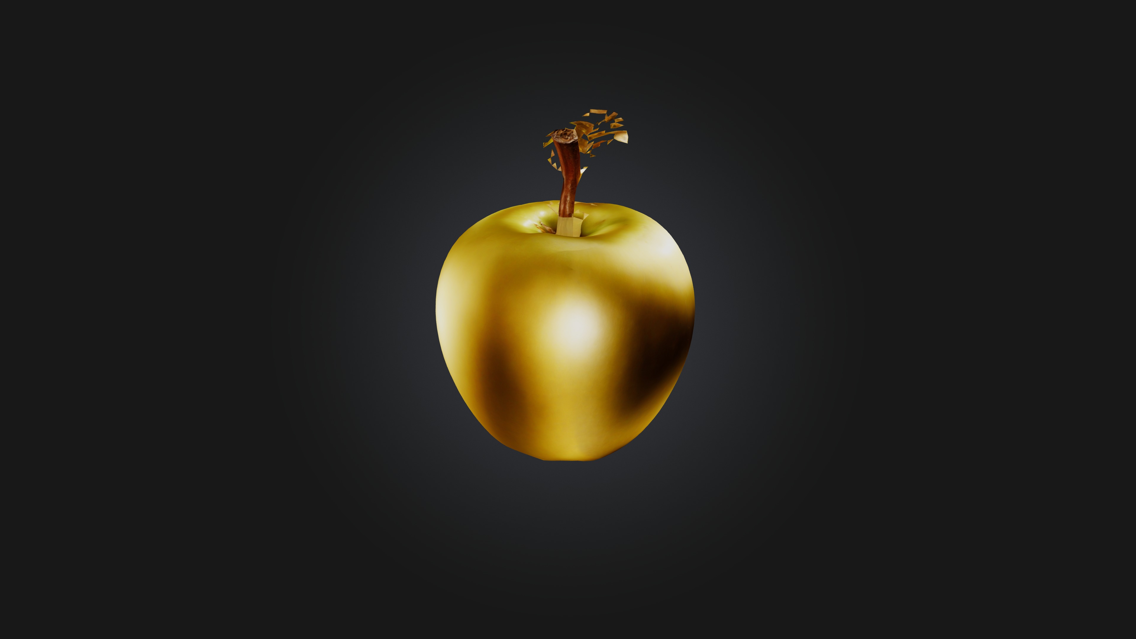 Golden Apple Low-poly 3D model_5