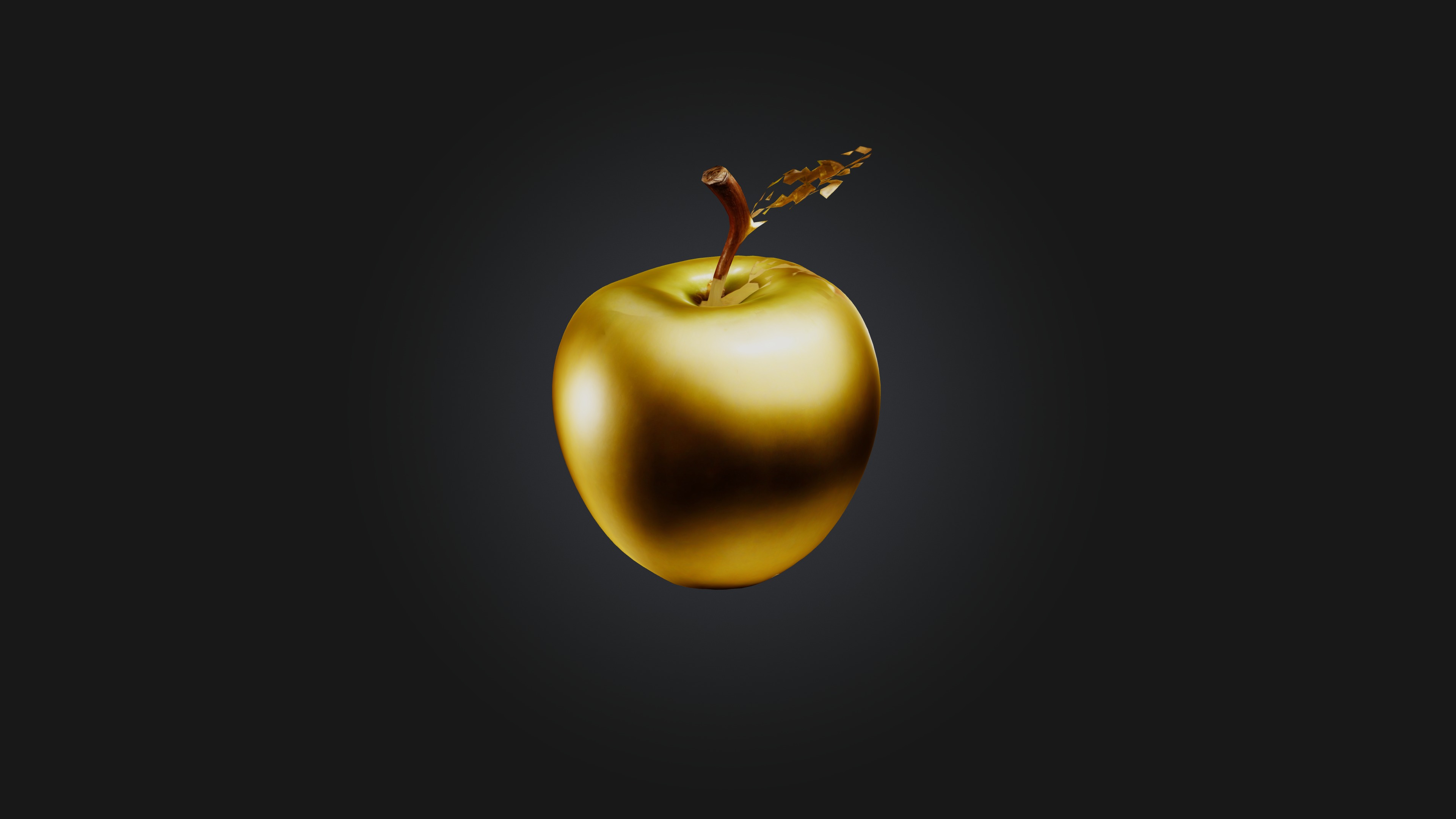 Golden Apple Low-poly 3D model_3