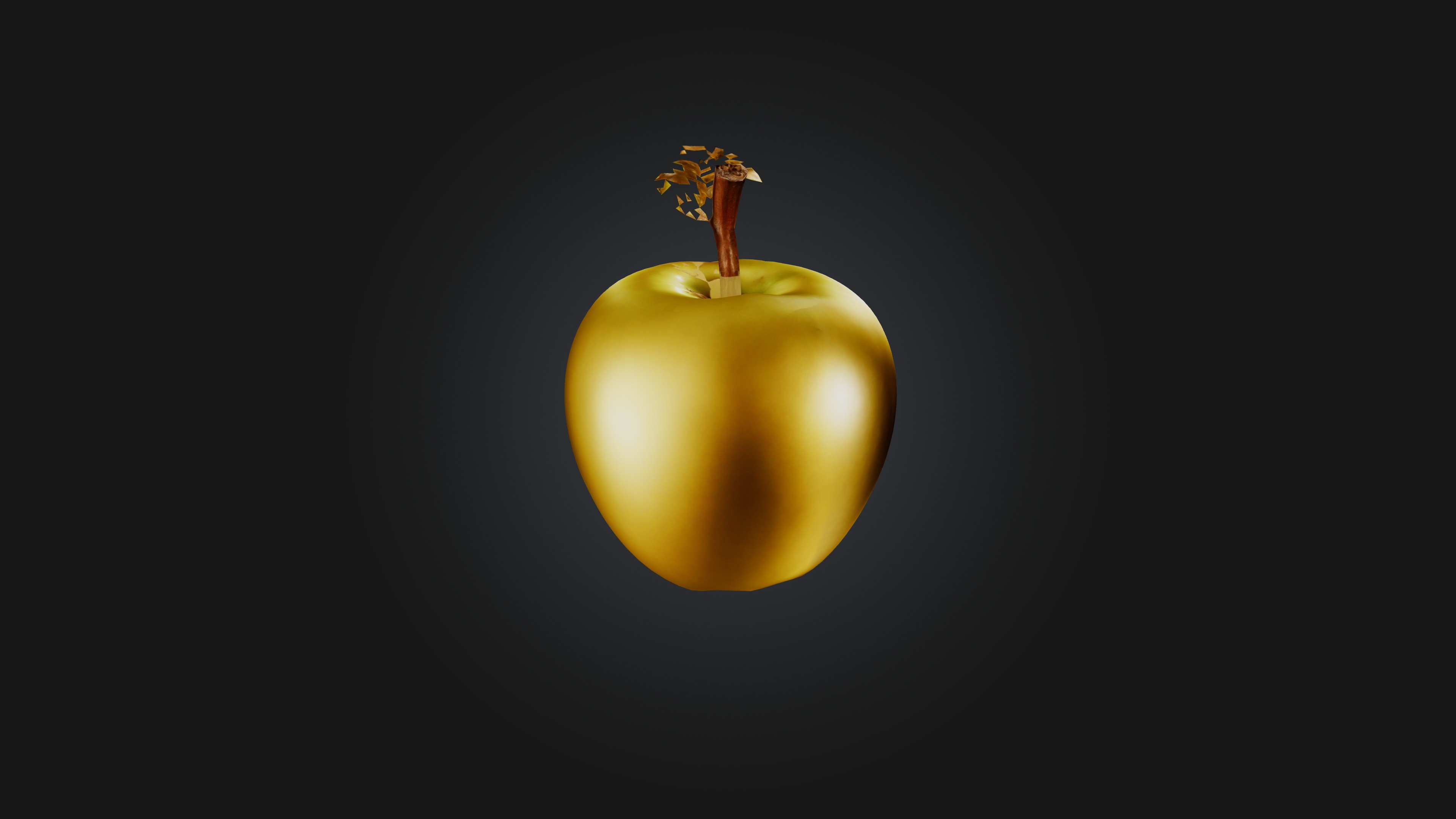 Golden Apple Low-poly 3D model_6