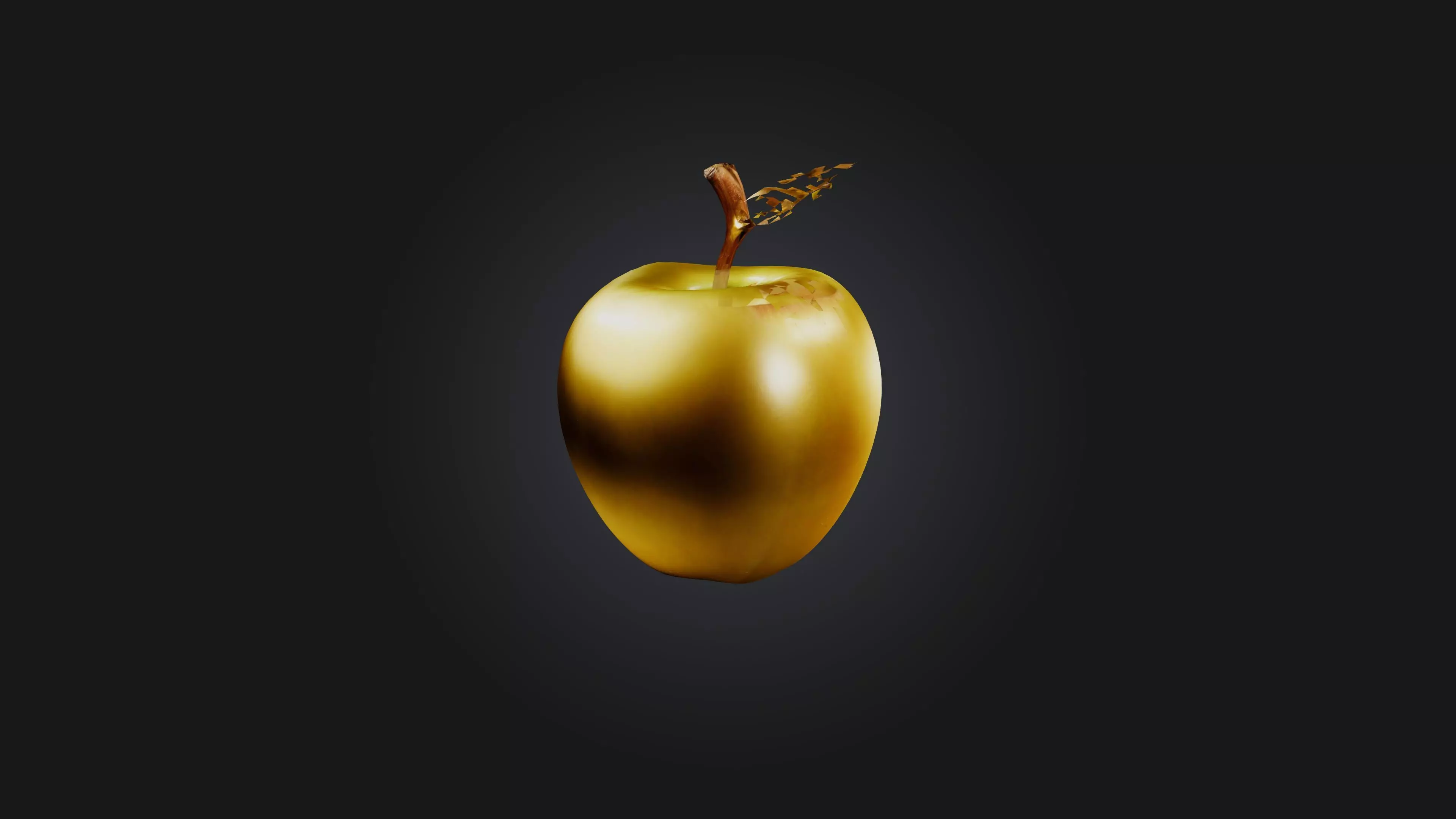 Golden Apple Low-poly 3D model_0