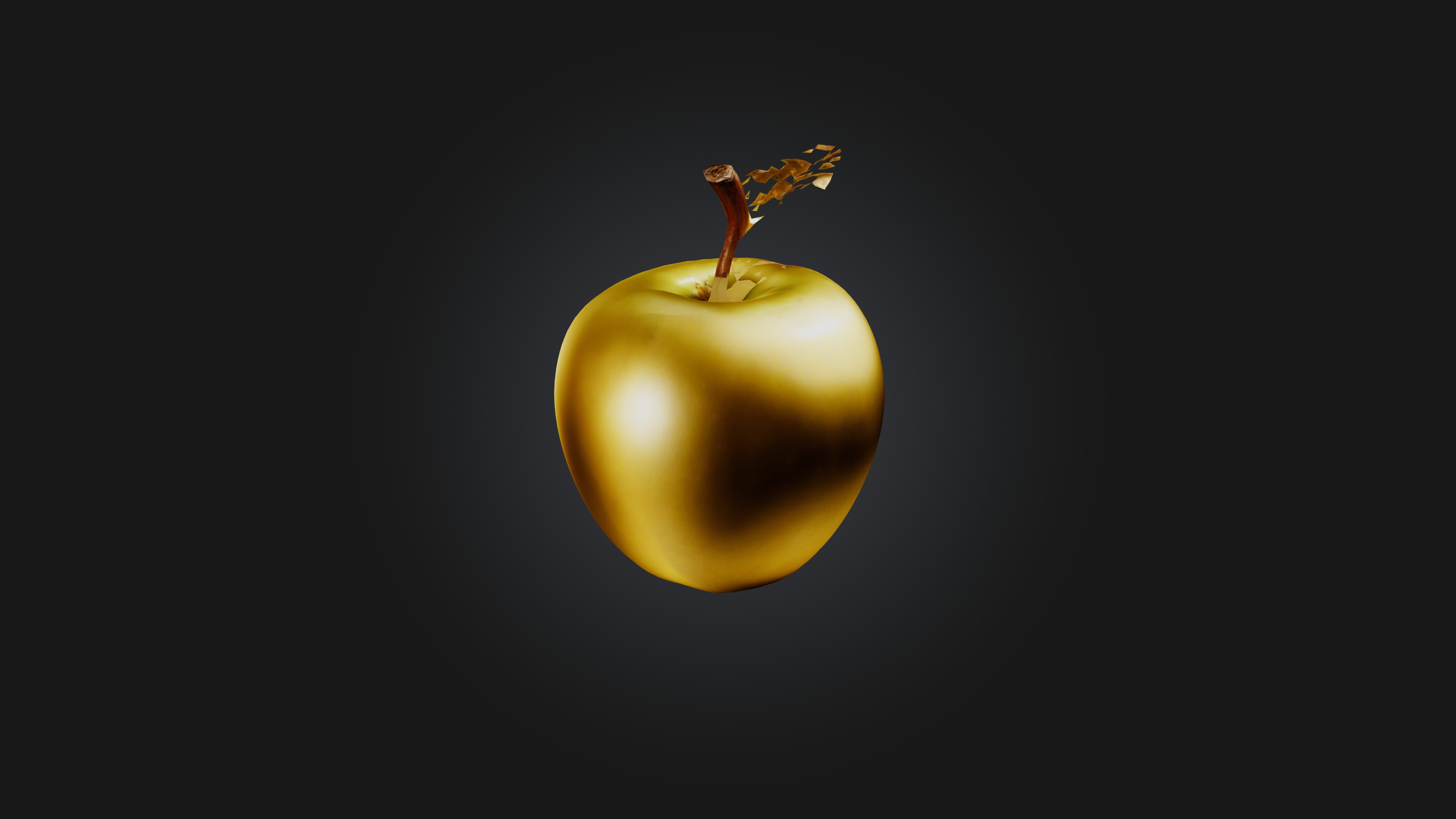 Golden Apple Low-poly 3D model_4