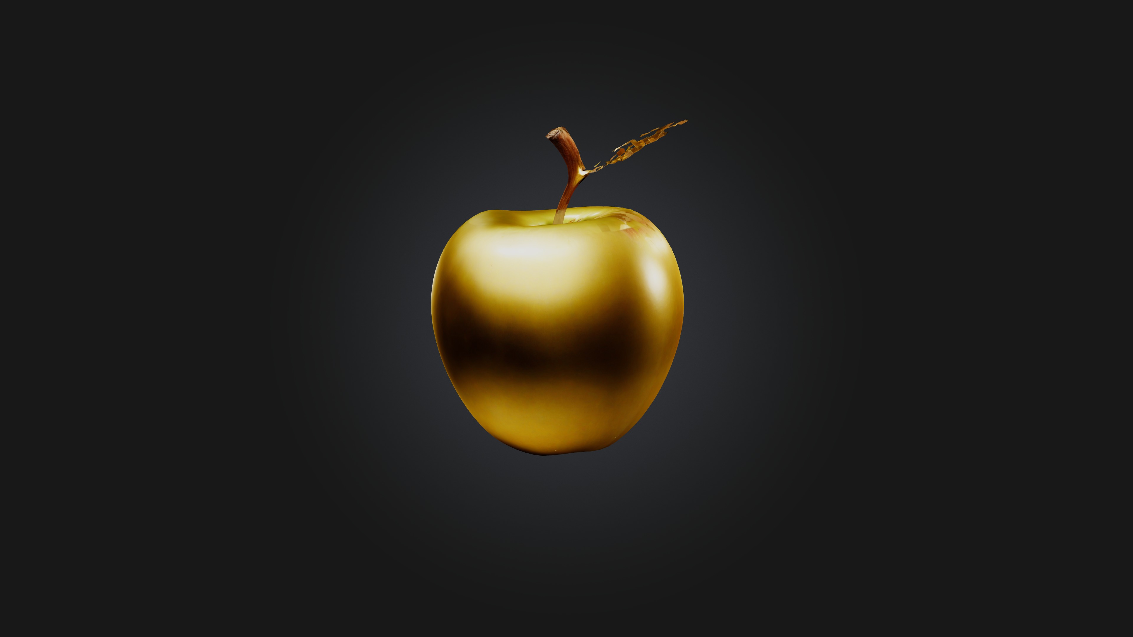 Golden Apple Low-poly 3D model_2